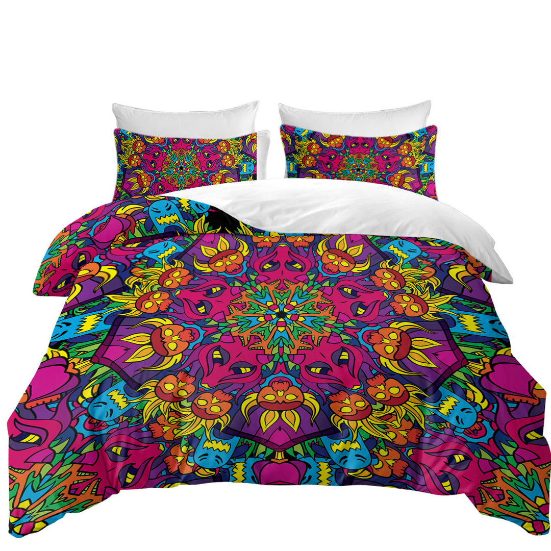 Coverlet with Crazy Purplish Demons Mandala