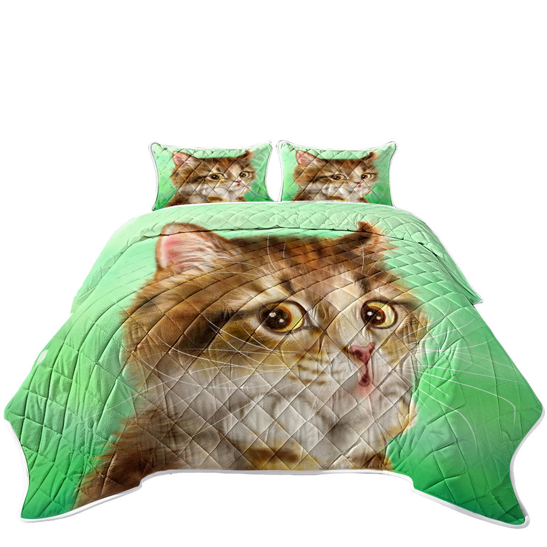 Coverlet with Cute Cat Art Designs Patient Kitten