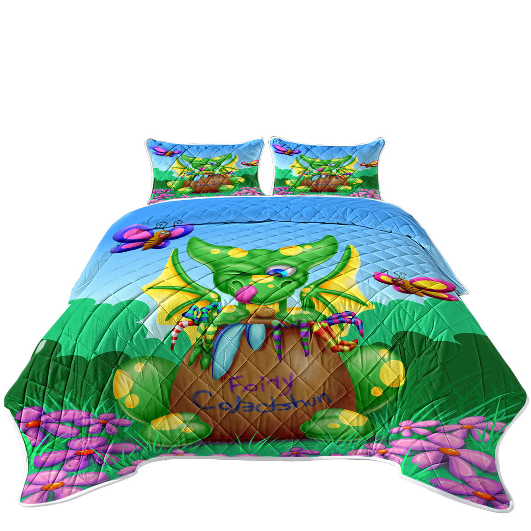 Coverlet with Cute Dragon and Butterfly for Children