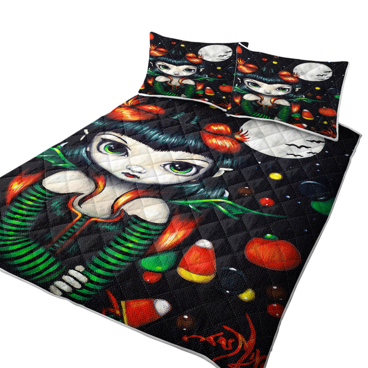 Coverlet with Cute Fairy Candy Corns Halloween Treats
