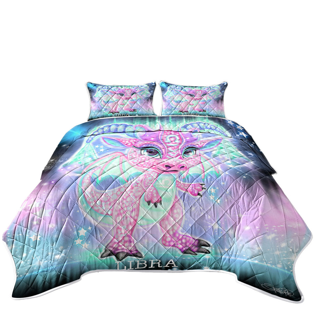 Coverlet with Cute Girly Libra Lil Dragon