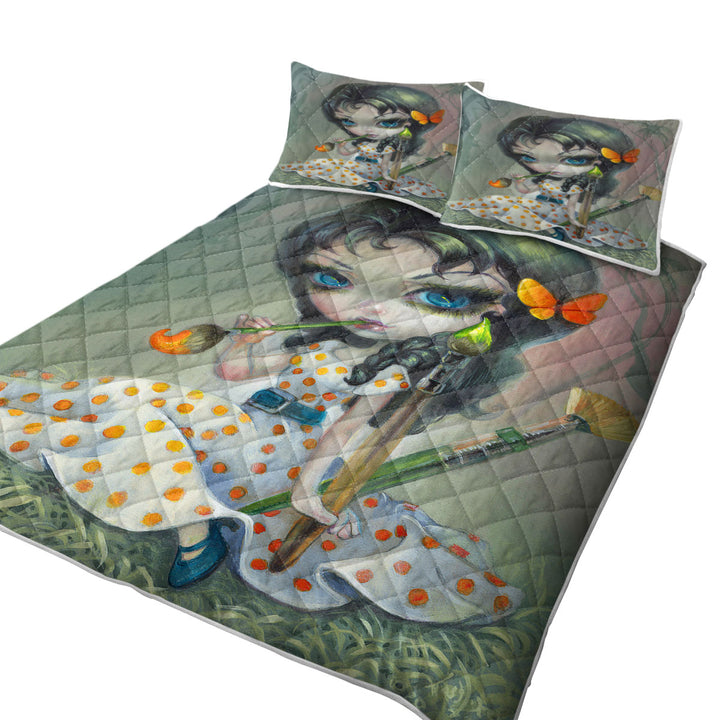 Coverlet with Cute Kids Art Adorable Little Painting Pixie