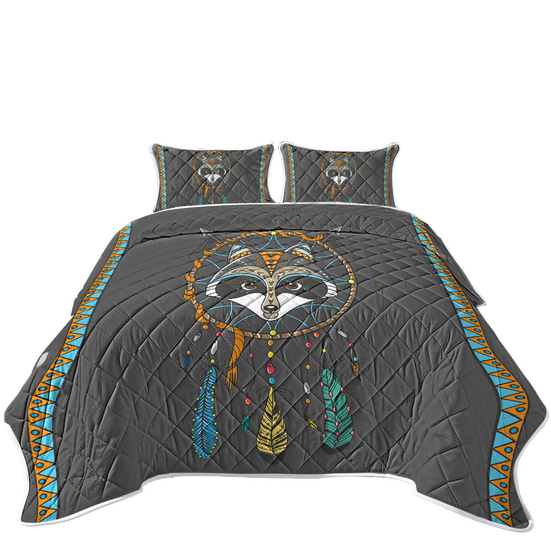 Coverlet with Cute Native Raccoon Dream Catcher for Kids