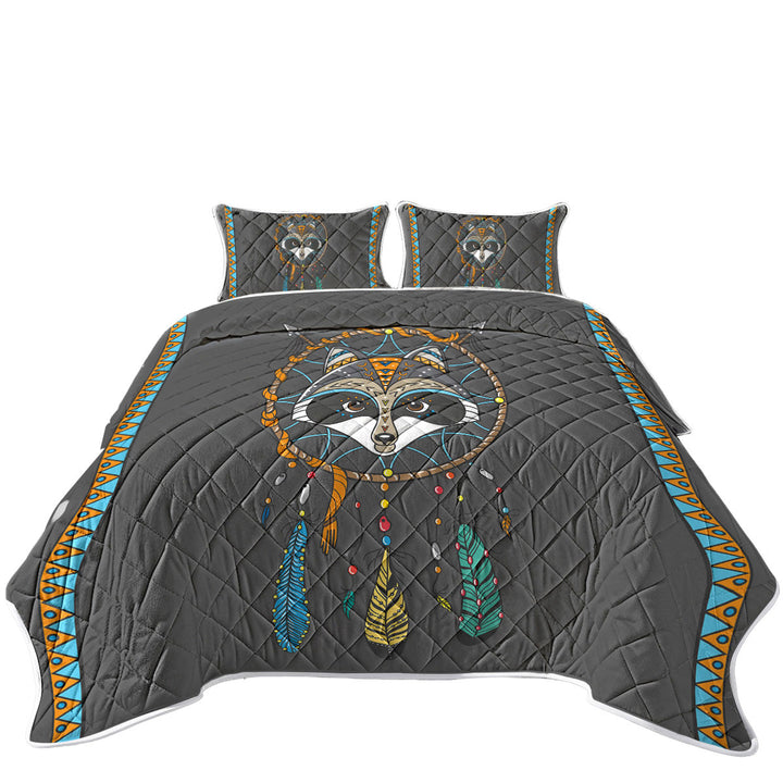 Coverlet with Cute Native Raccoon Dream Catcher for Kids