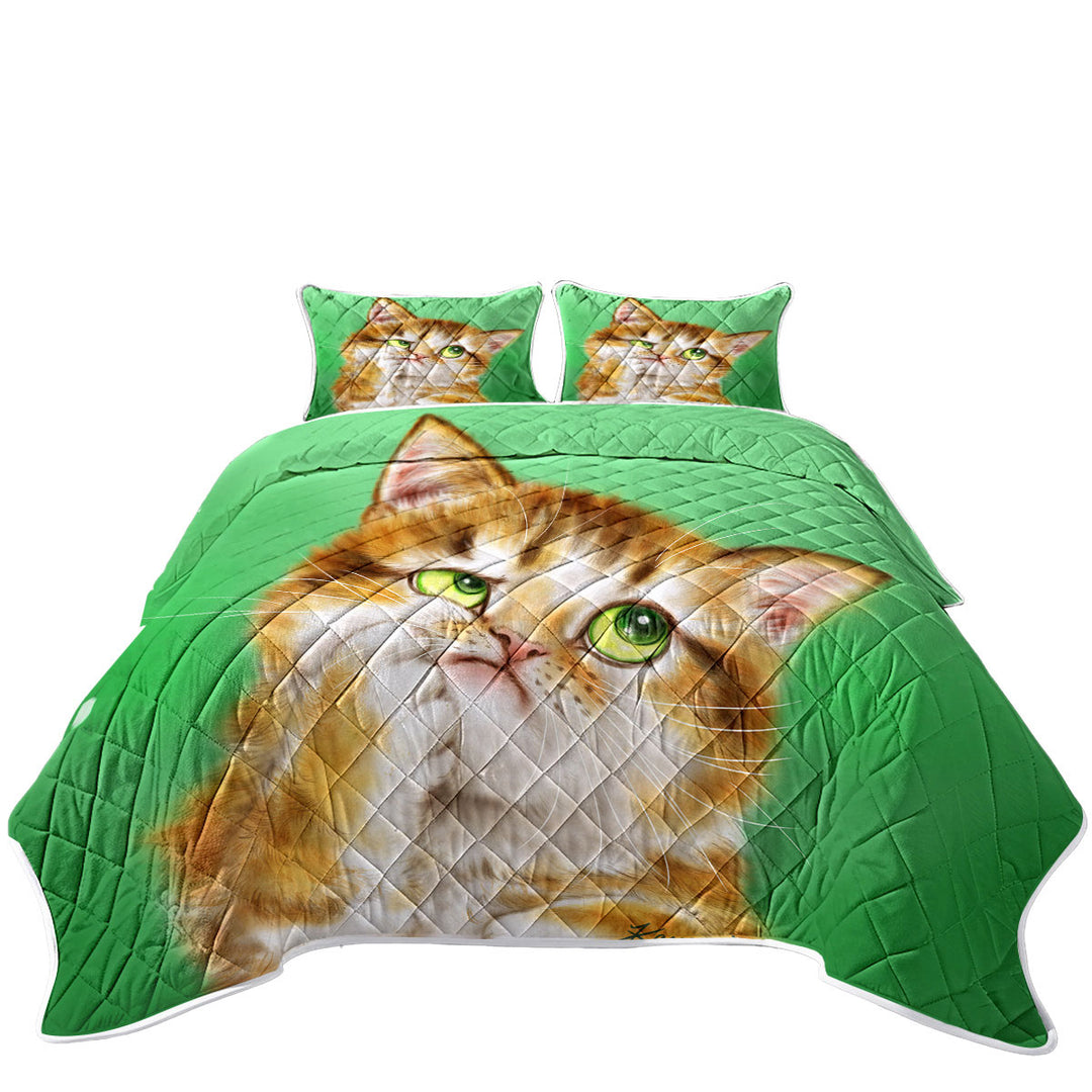Coverlet with Cute Thinking Kitten Cats Art