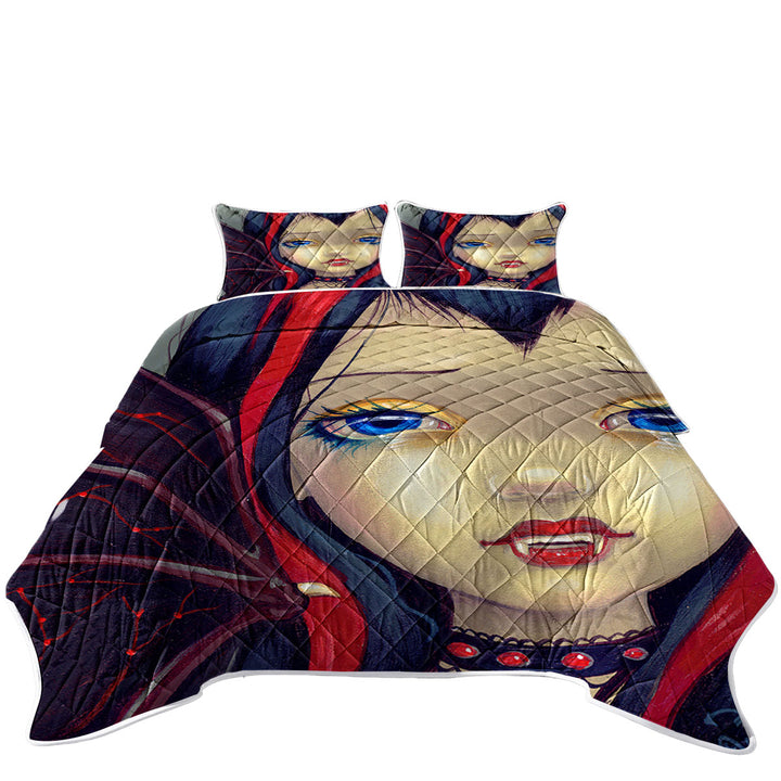 Coverlet with Faces of Faery _99 Vampire Goth Girl