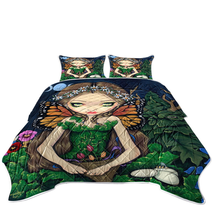 Coverlet with Fantasy Fairy World May Queen Spring and Summer