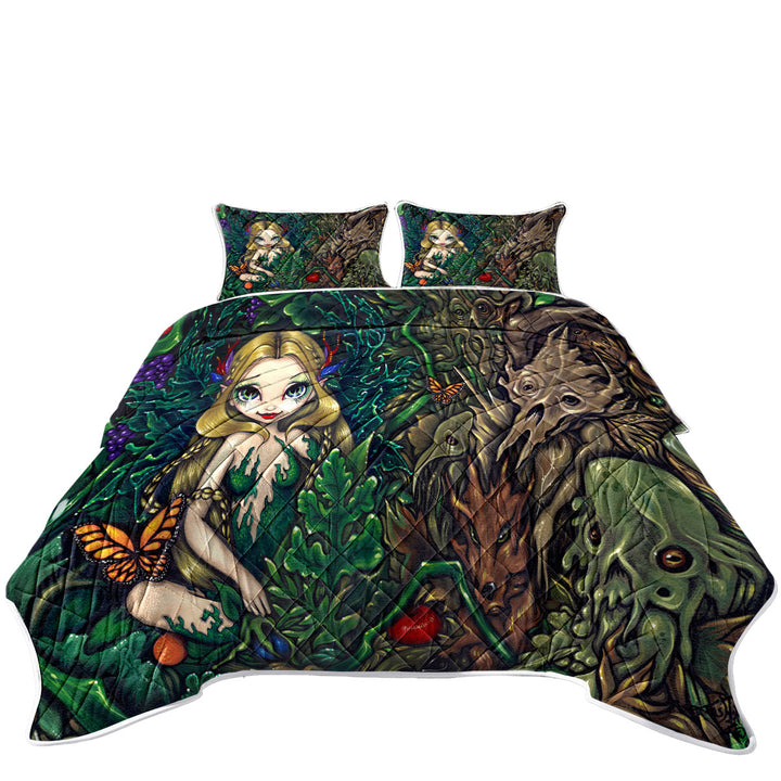 Coverlet with Fantasy Fairy of Summer and Hobgoblins of Autumn
