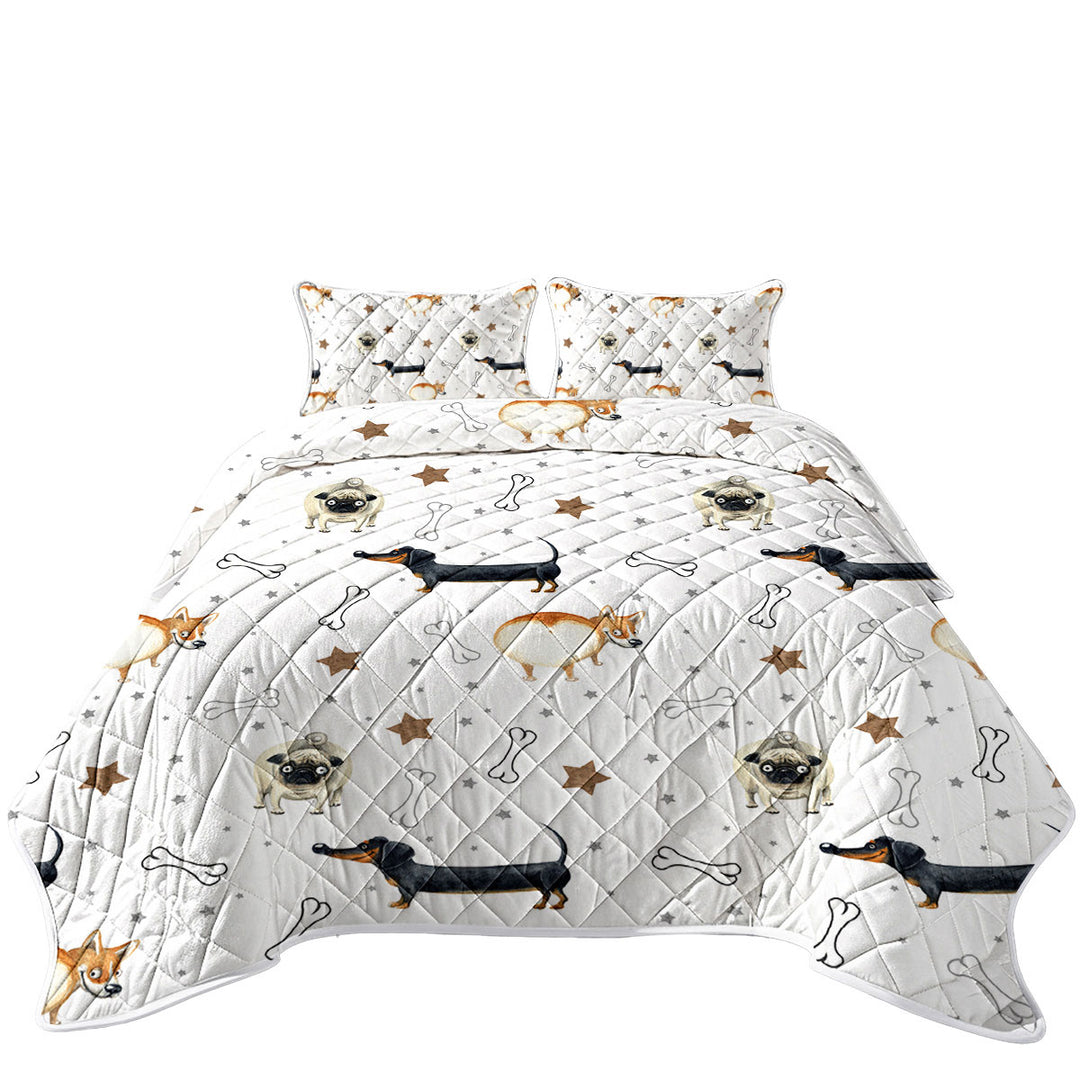 Coverlet with Funny Dogs and Bones Pattern