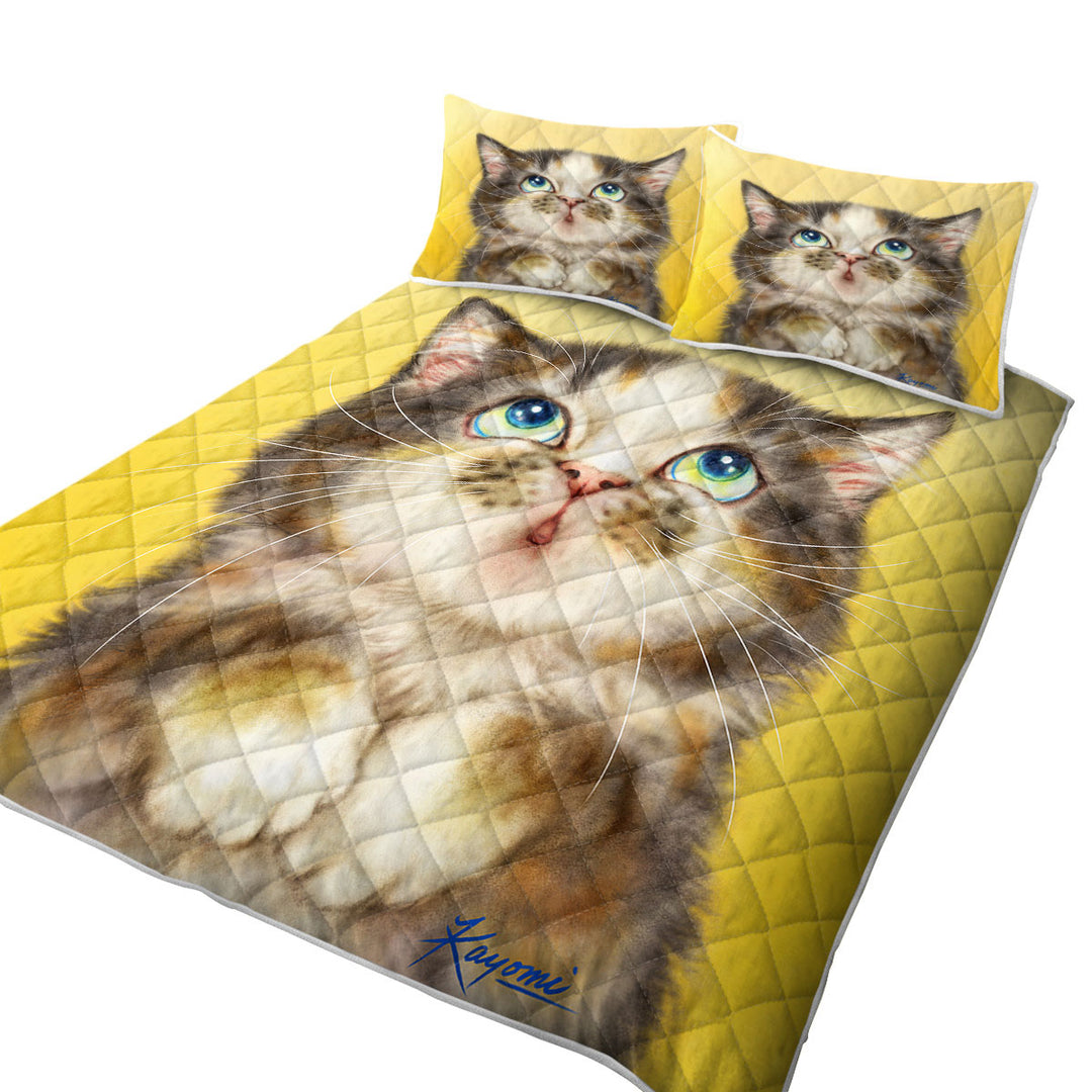 Coverlet with Kittens Cute Drawings Adorable Torbie Cat