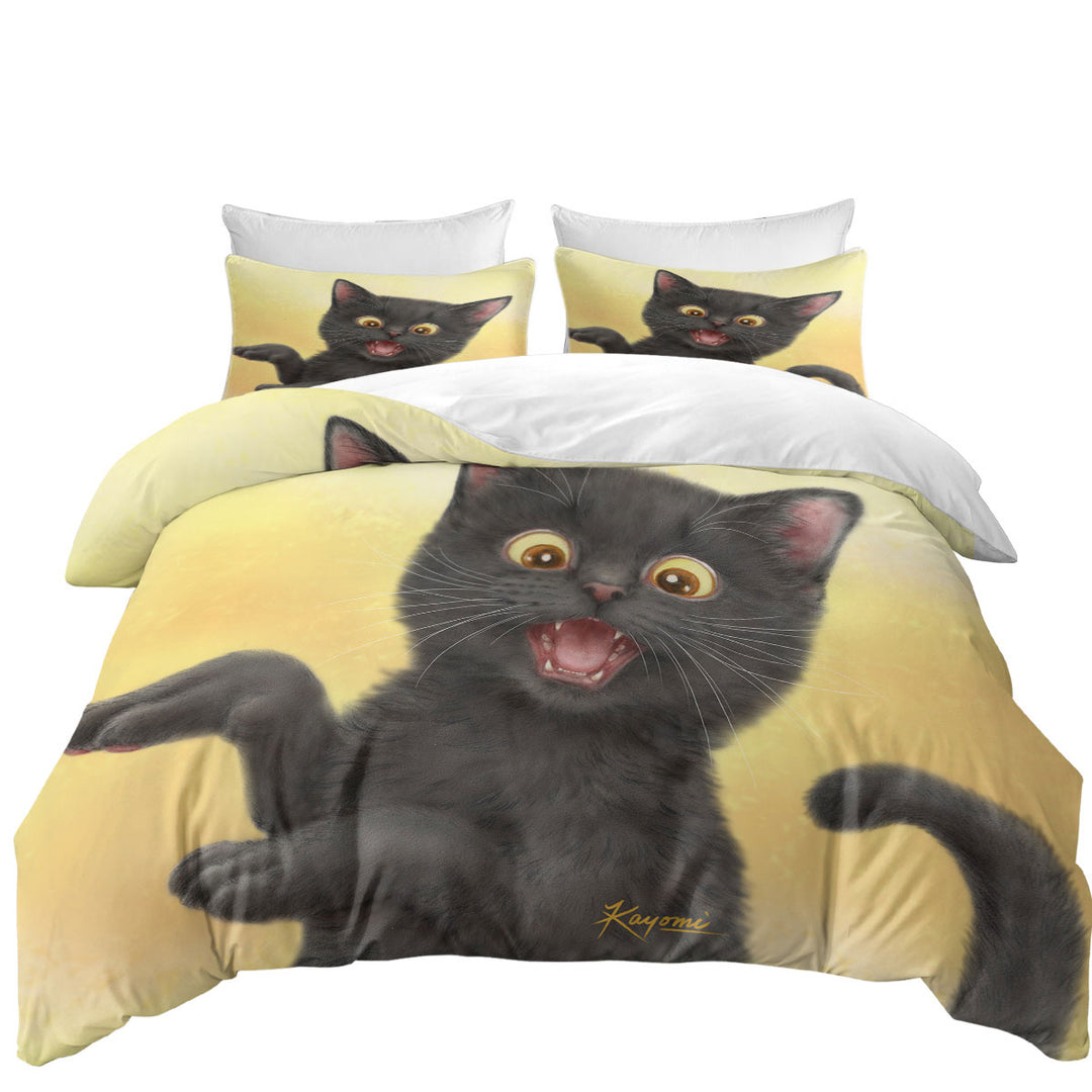 Coverlet with Kittens for Children Happy Little Black Cat