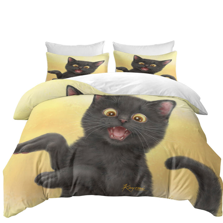 Coverlet with Kittens for Children Happy Little Black Cat