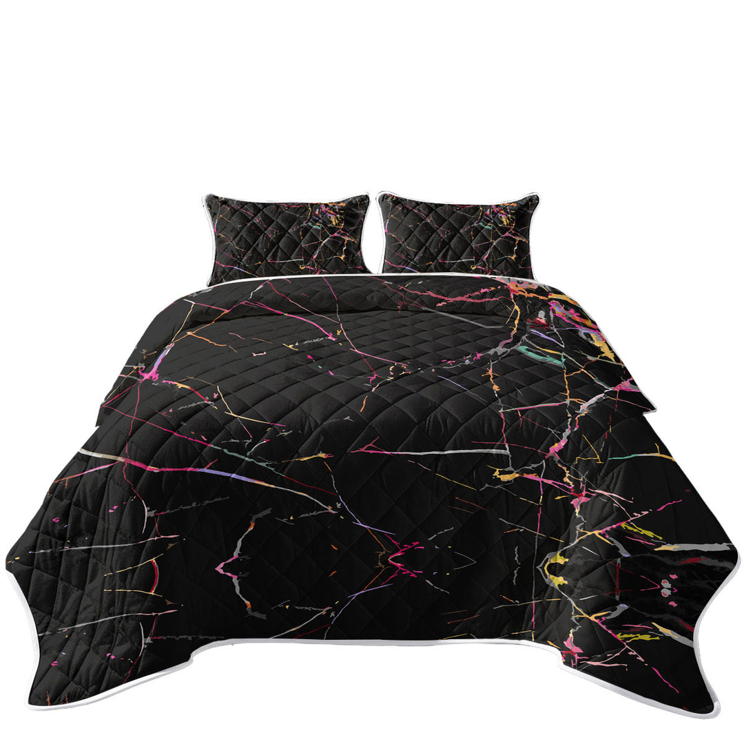 Coverlet with Multi Colored Cracks over Black