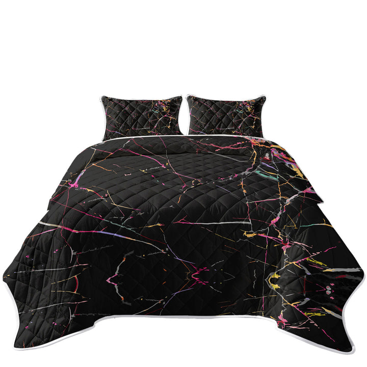 Coverlet with Multi Colored Cracks over Black