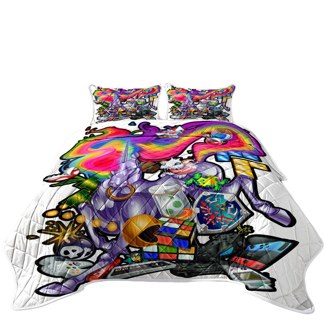 Coverlet with Multi Colored Gamers Design