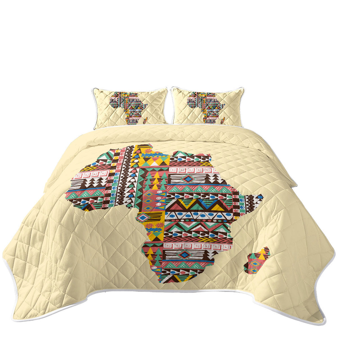 Coverlet with Multi Colored Patterns on Africa Map