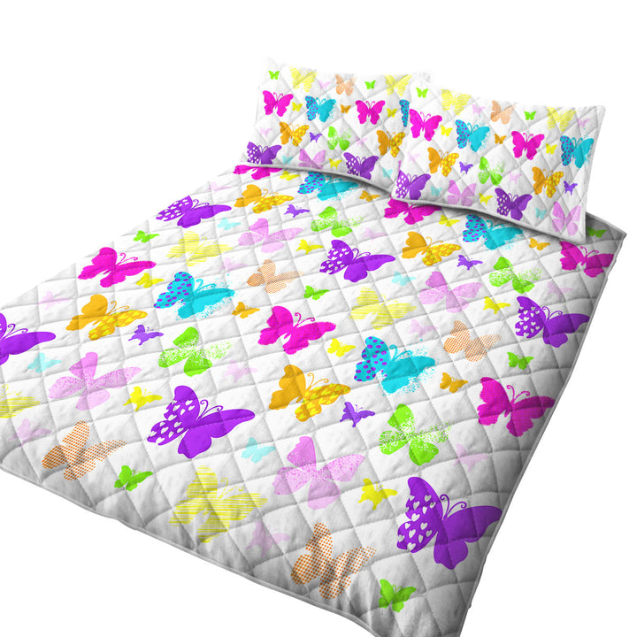 Coverlet with Multi Patterns Colorful Butterflies