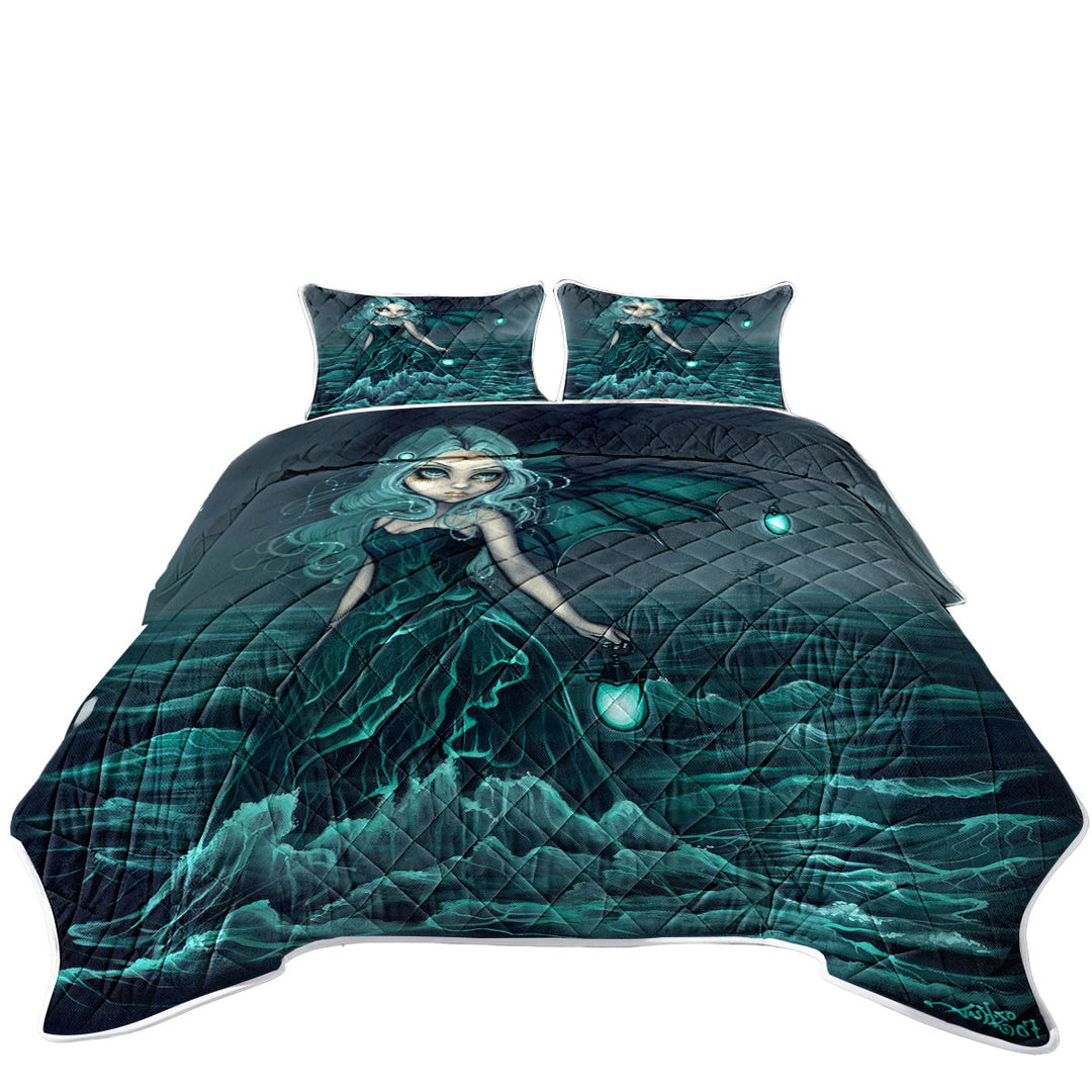 Coverlet with Nautical Fantasy Art Sea Beacon the Ocean Angel