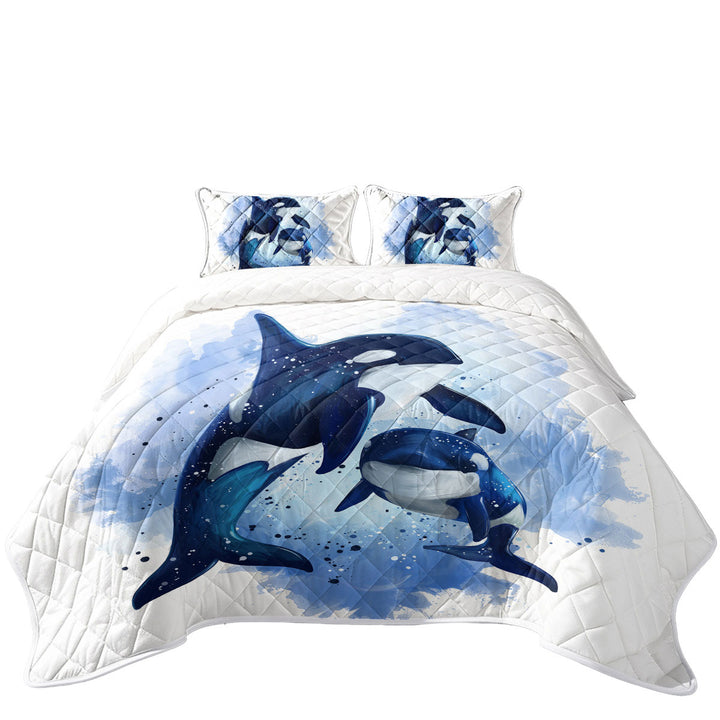 Coverlet with Ocean Orca Whales Art