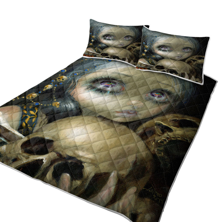 Coverlet with Ossuary the Collector Dart Art Girl and Skulls
