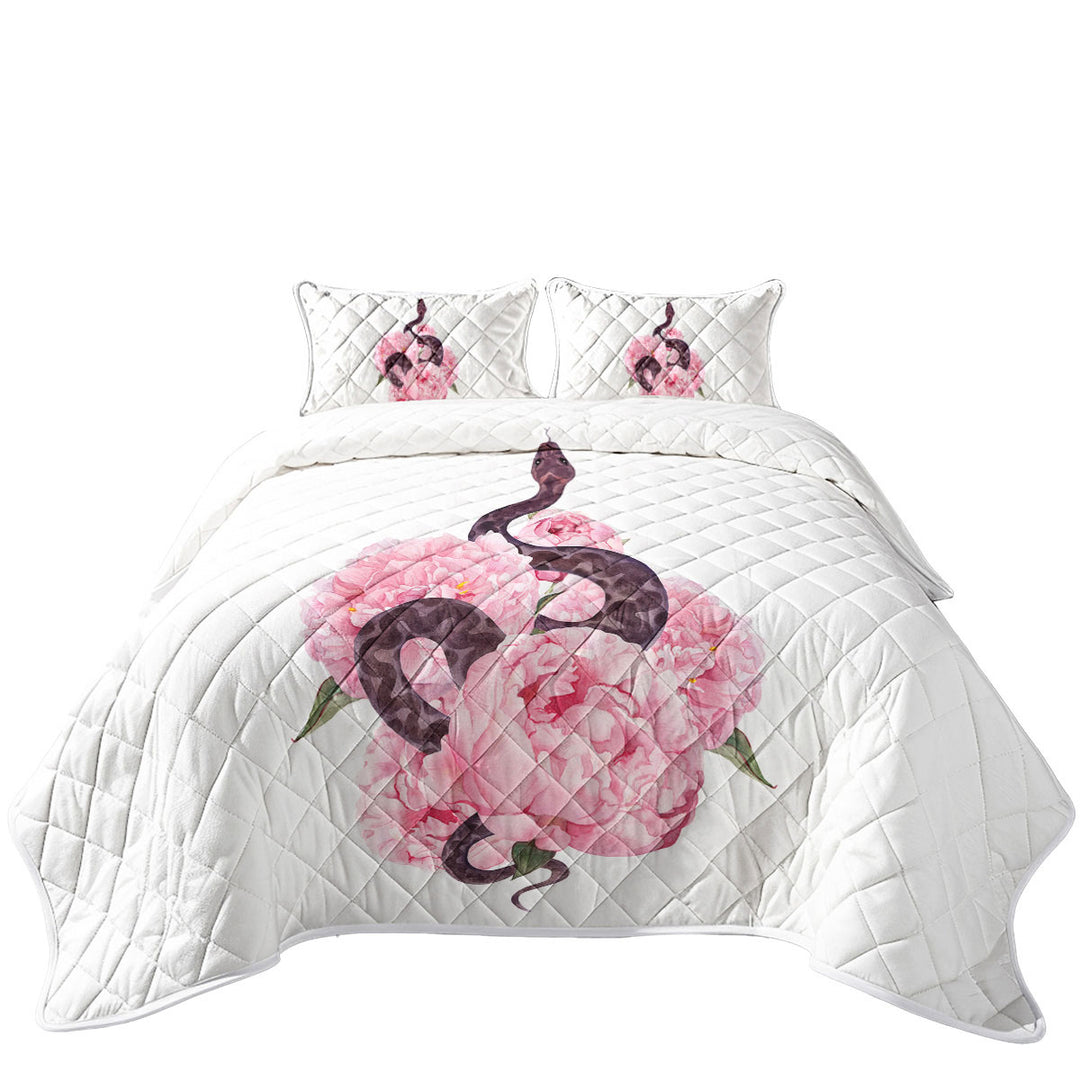 Coverlet with Pink Flowers Snake