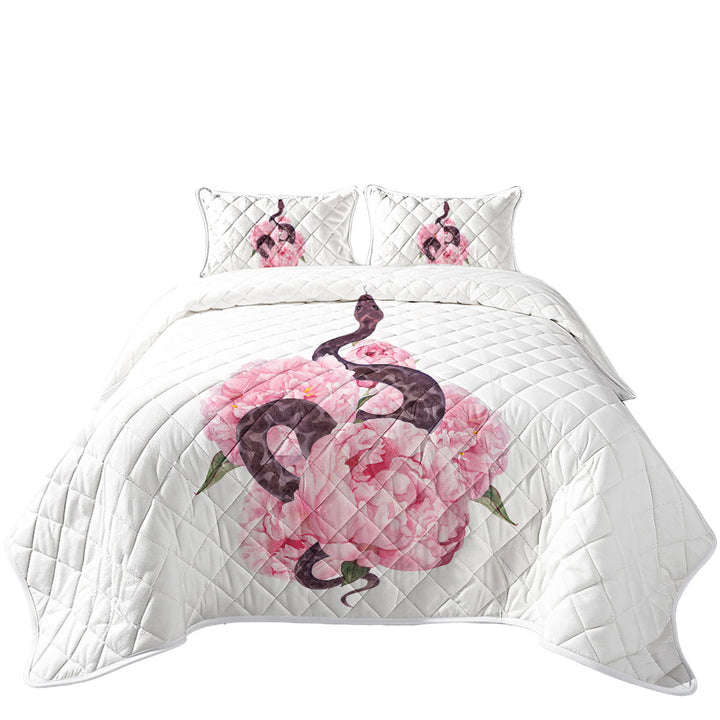 Coverlet with Pink Flowers Snake