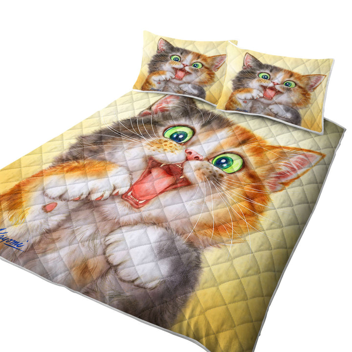 Coverlet with Playful Beautiful Kitten Cats Art Paintings
