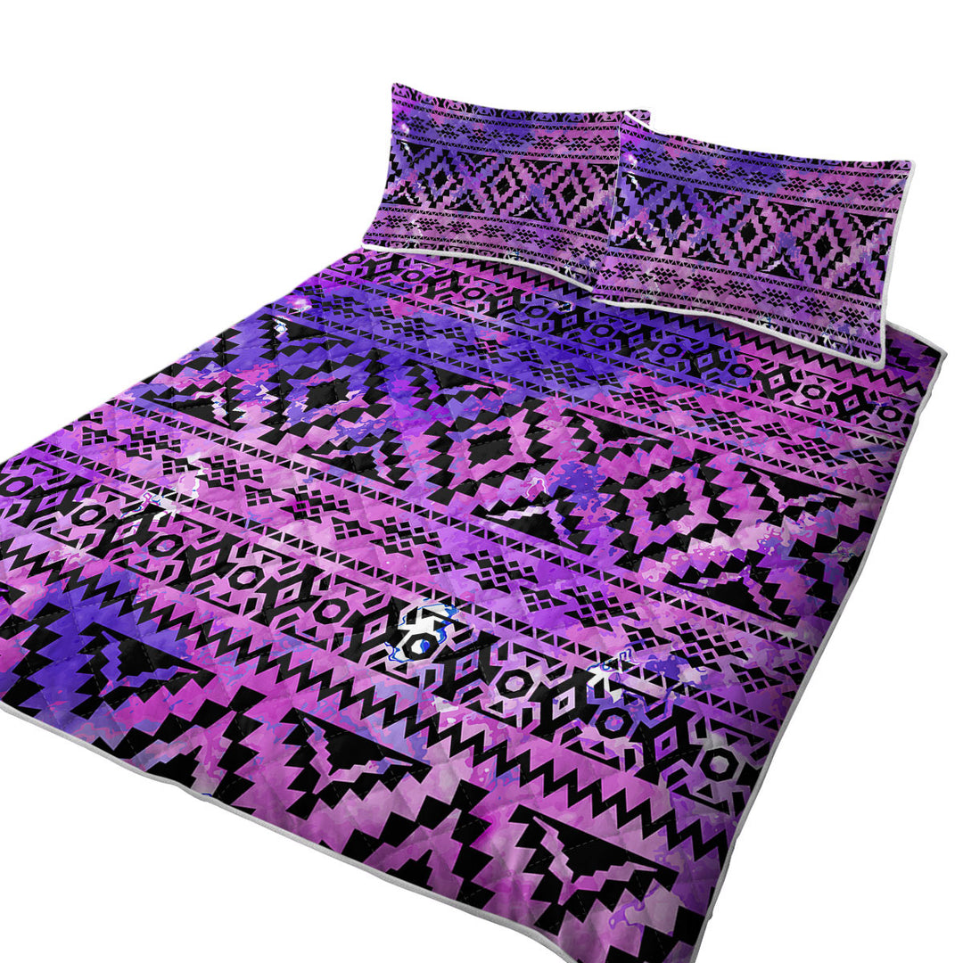 Coverlet with Purple Aztec Design