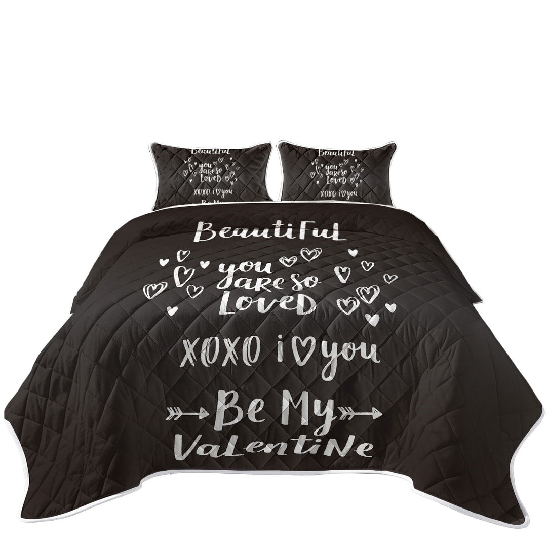 Coverlet with Romantic Love Quote Be My Valentine