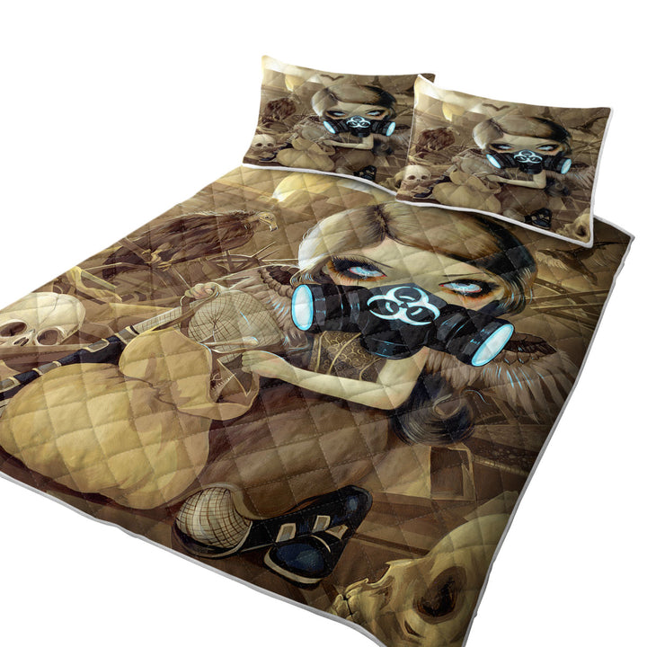 Coverlet with Scavengers Cool Post Apocalyptic Scene Girl Digging
