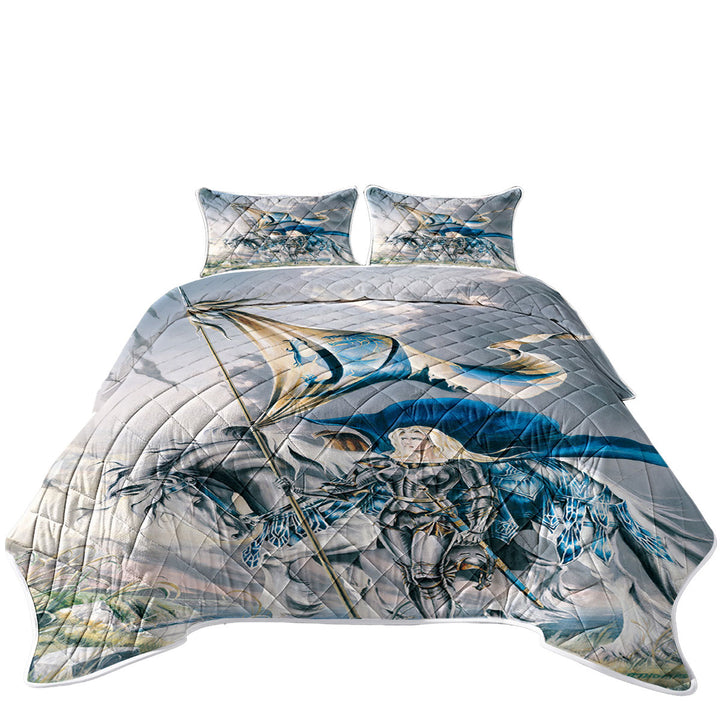 Coverlet with Shores of Avalon Woman Lady Knight