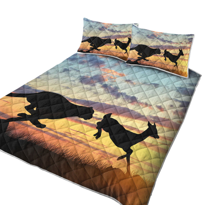Coverlet with Wildlife Sunset Cheetah VS Impala
