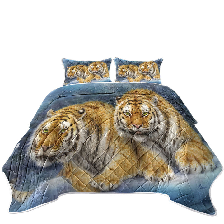 Coverlet with Winter Storm Tigers