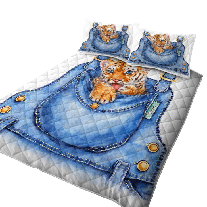 Coverlets with Adorable Animal Painting Tiger Cub Overall