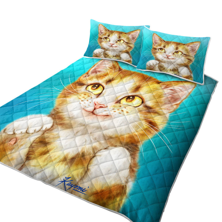 Coverlets with Adorable Smiling Tiger Tabby Kitty Cat