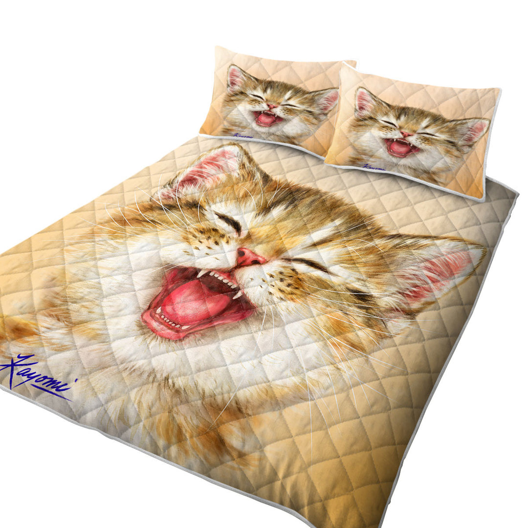 Coverlets with Adorable for Children Laughing Kitten