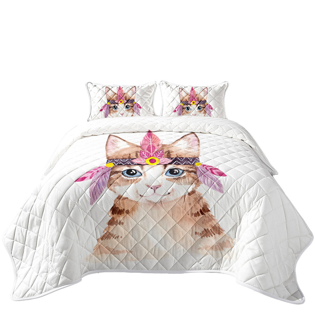 Coverlets with Art Painting Adorable Native American Kitten
