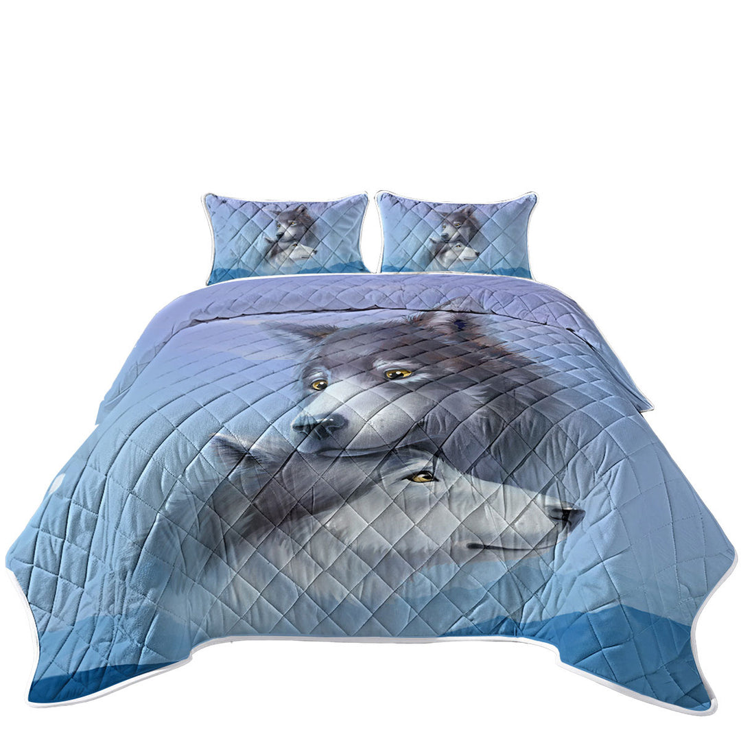 Coverlets with Art Painting Wolves Couple