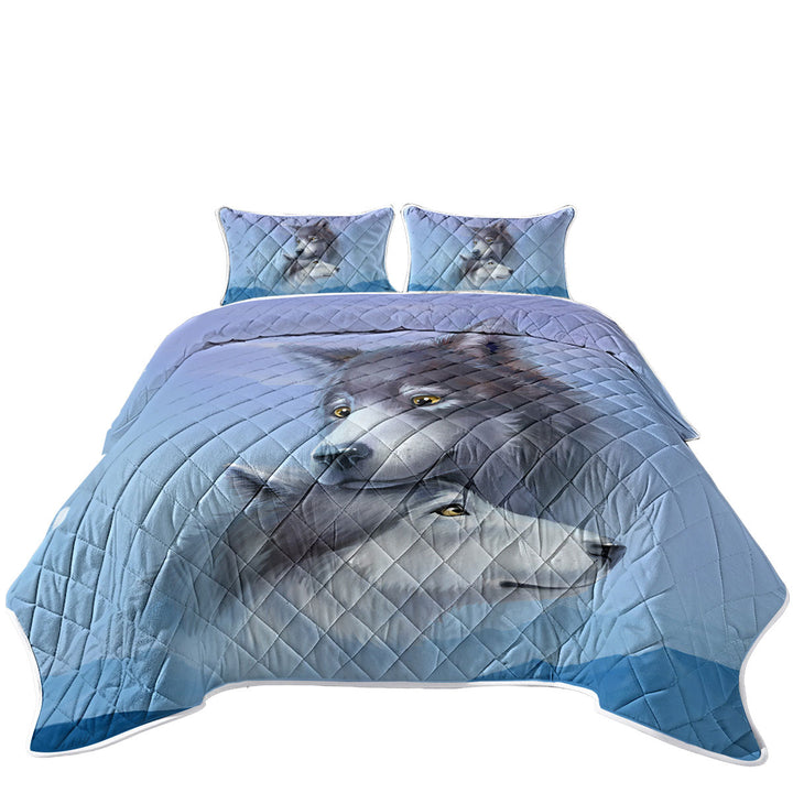 Coverlets with Art Painting Wolves Couple