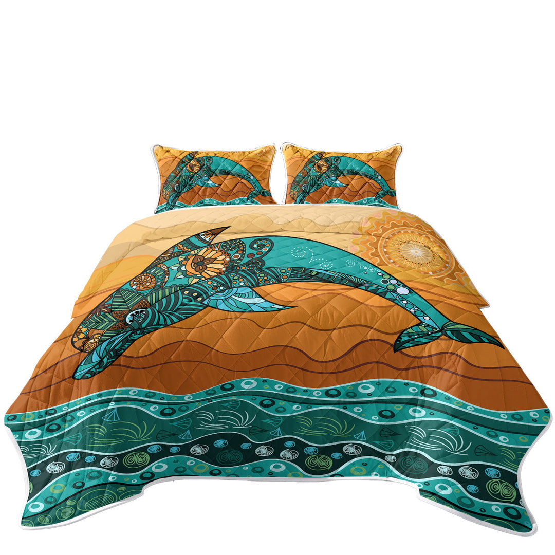 Coverlets with Artistic Ocean and Dolphin