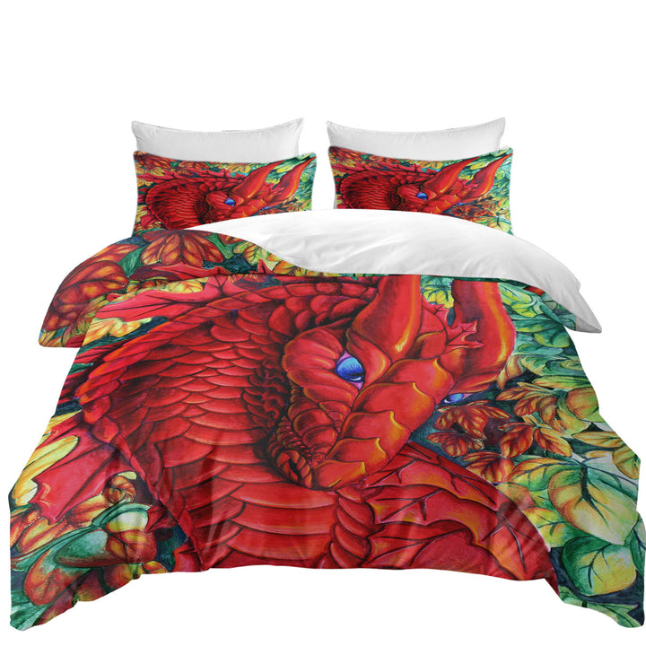 Coverlets with Autumn Leaves and Red Dragon