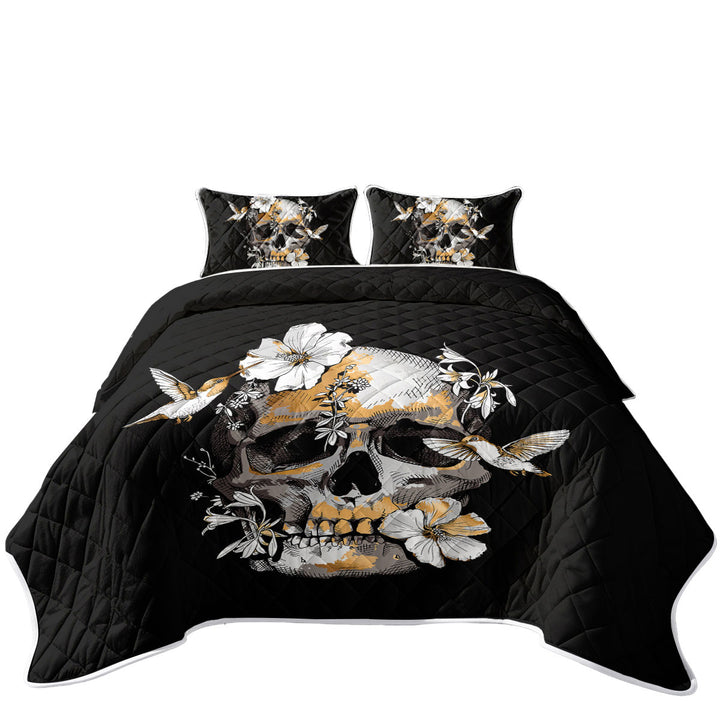 Coverlets with Bronze Skull and Hummingbirds