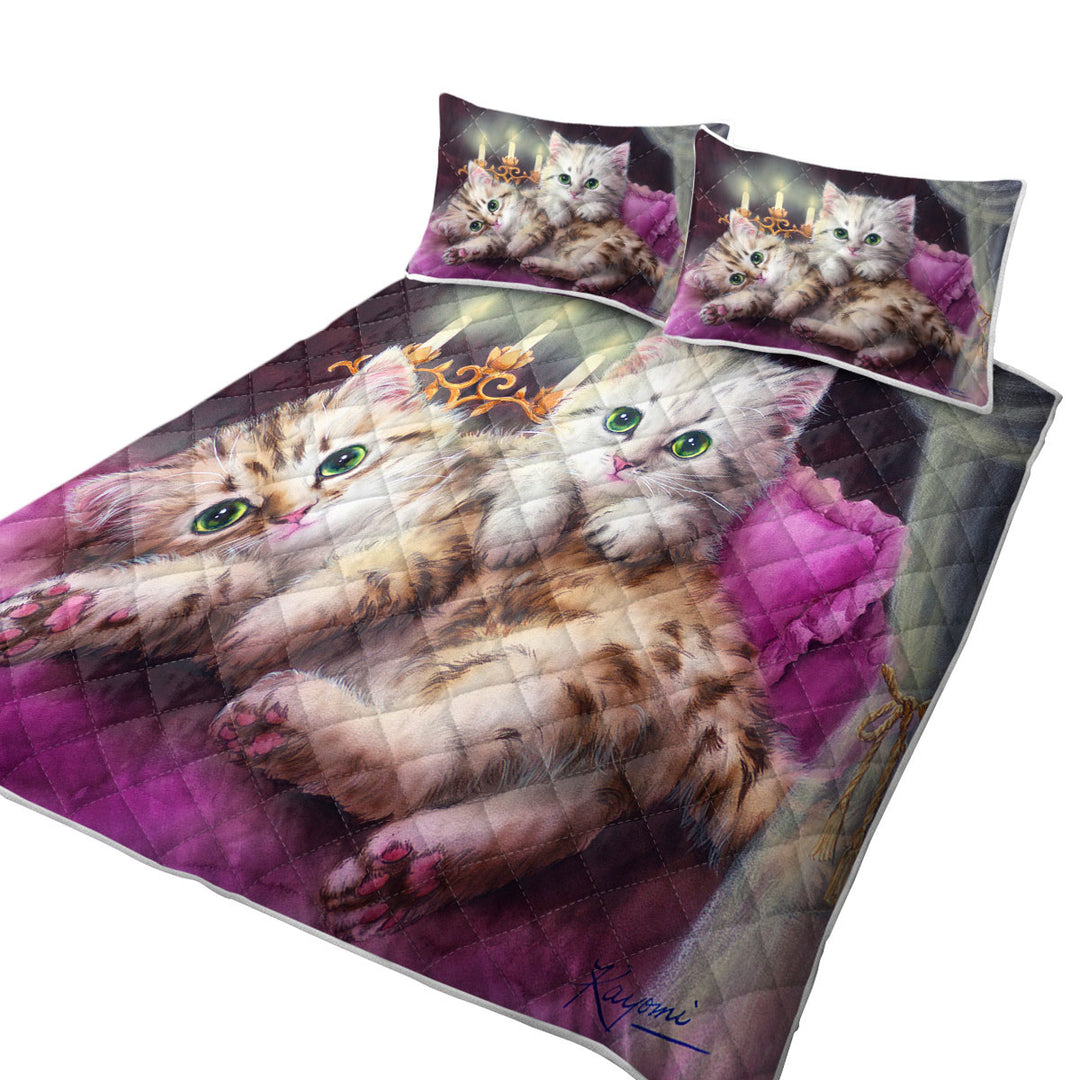 Coverlets with Cats Art Paintings Candle Night Kittens
