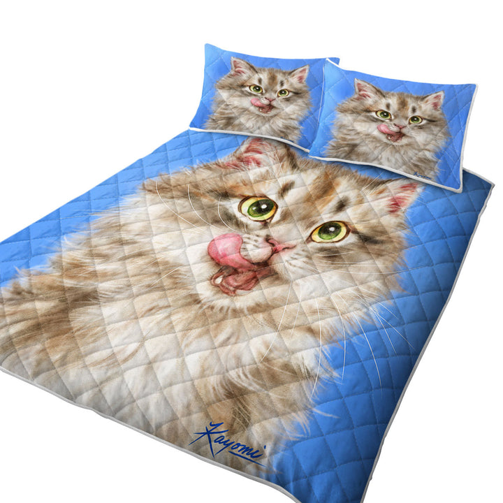 Coverlets with Cats Cute and Funny Art Hungry Furry Kitten