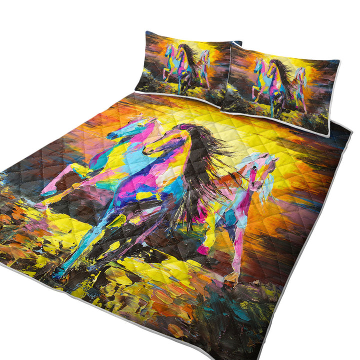 Coverlets with Colorful Horses Art Painting