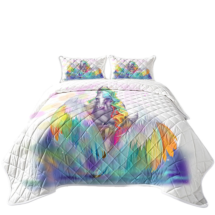 Coverlets with Colorful Rainbows and Starlight Pegasus