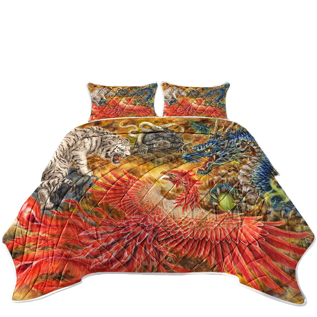 Coverlets with Cool Fantasy Art Four Heavenly Beasts