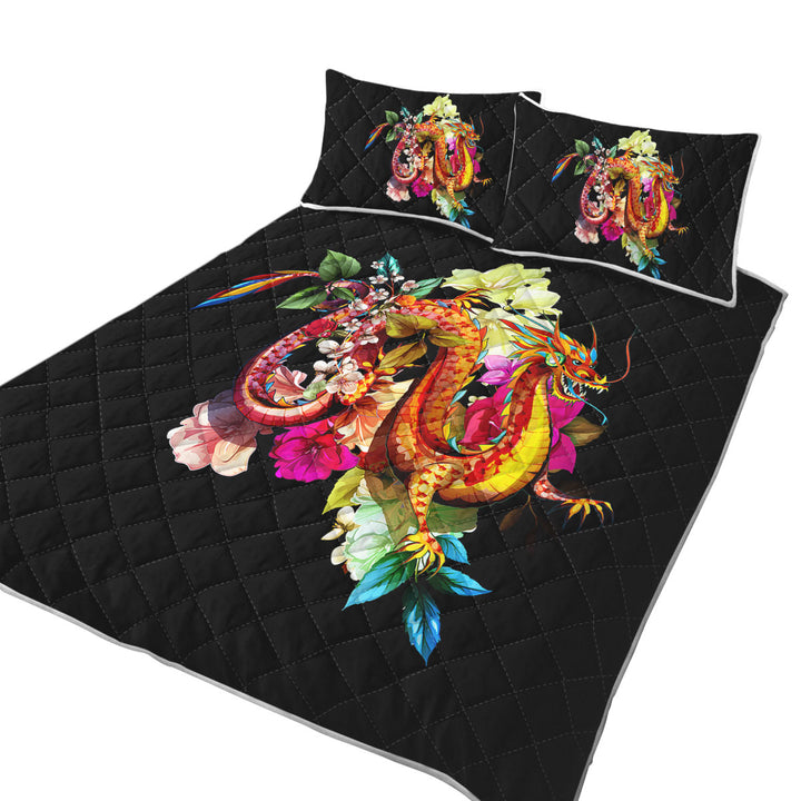 Coverlets with Cool Floral Red Dragon