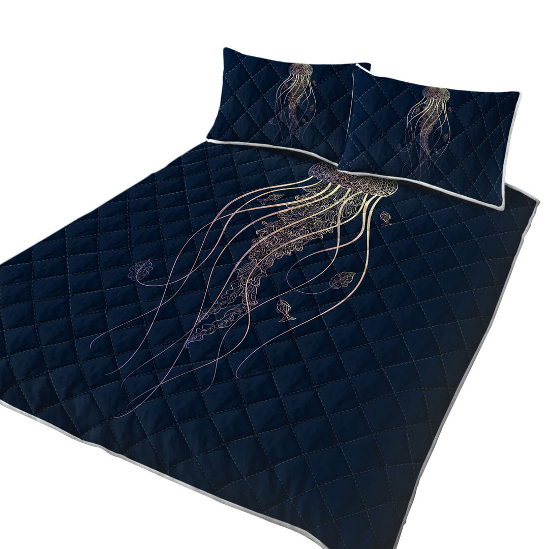 Coverlets with Cool Glowing Golden Jellyfish