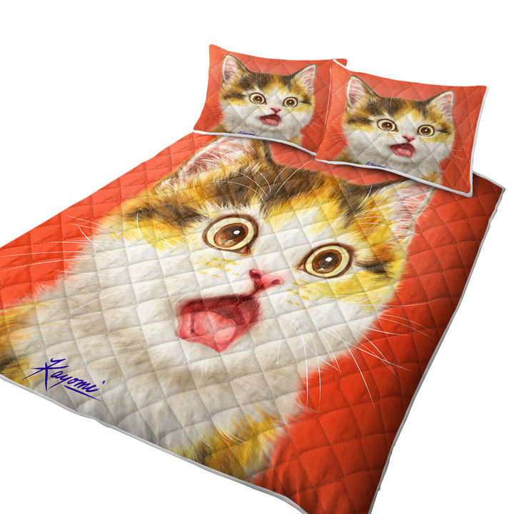 Coverlets with Cool Surprised Cute Kitten Cat